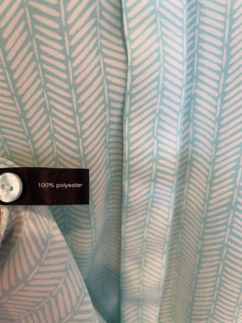 The Limited Sleeveless Blouse Aqua White Herringbone Collared S - Picture 3 of 4